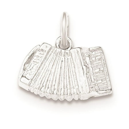925 Sterling Silver Polished & Textured Accordion Open-back Charm Pendant