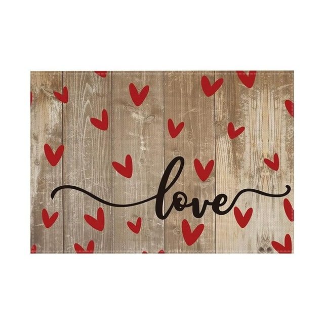 GZQJFMY 1pcs Napperons de la Saint-Valentin, 11,8x17,7 Pouces Cœur d'Amour et Perles Napperons en Plastique Cœurs Rouges Roses Table de Vacances de Printemps Mats pour Décoration de Fête de Mariage
