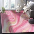 thumbnail image 5 of Area Rugs Indoor Non-Slip Rectangle Rug 5x8 Ft Pink Marble Abstract Gold Foil Modern Rug Rubber Backing Floor Mats Non Shedding Home Decor Carpet for Entryway Living Room, 5 of 8