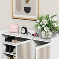 thumbnail image 5 of Multifunctional Shoe Cabinet with Stool, Adjustable Shelves Storage Organizer, Retractable Toe-Kick Drawer, Entryway Bench with Sturdy Top for Hallway, Living Room, White, 5 of 10