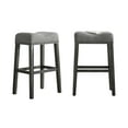 thumbnail image 4 of CoCo Bar Stools Set of 2, 29" Gray Saddle Seat - Upholstered Backless Counter Stools for Kitchen Island, Dining, Pub, Contemporary Wood Finish Gray + Wood, 4 of 5