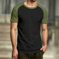 thumbnail image 2 of CUSTG Men Blouse Fashion Casual Patchwork Short Sleeve Raglan Tops Leisure Solid Color Summer Shirt, 2 of 5