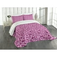thumbnail image 3 of Ambesonne Purple Quilted Bedspread Set 3 Pcs, Botany Themed Petals, King Size, Fuchsia Purple, 3 of 5