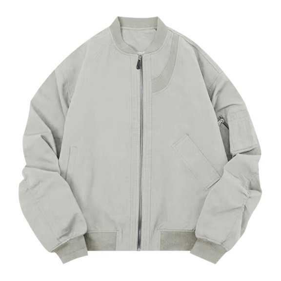 PiGOGI Men's Winter Coats Fashionable Baseball Jacket Casual Solid Color Long Sleeved Hooded Jacket with Pockets Gray XL