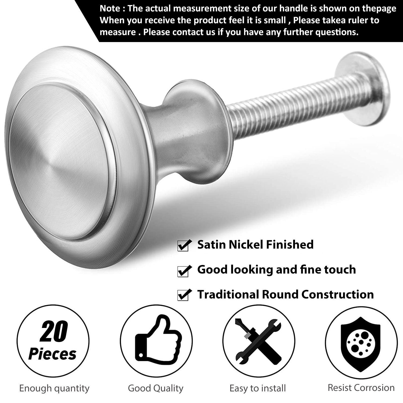 EEEkit Cabinet Knobs, Brushed Nickel, 20-Piece Set photo 5