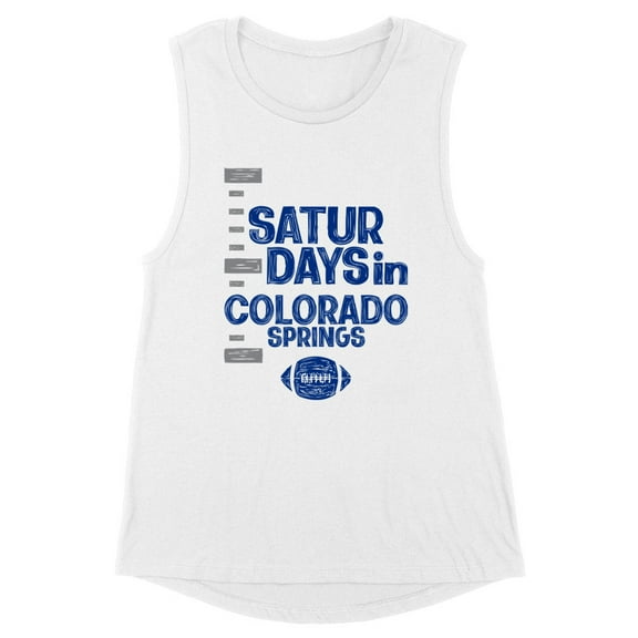 Saturdays in Colorado Springs Women's Muscle Tank Large White