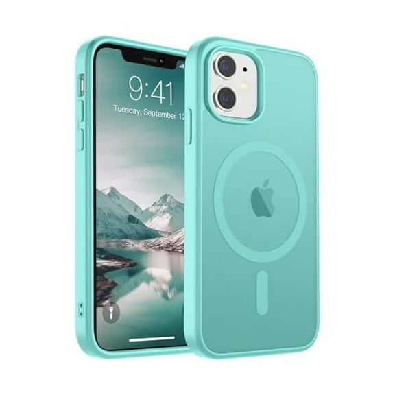 Magnetic for iPhone 11 Phone Case(Compatible with MagSafe)(Military Grade Drop Protection) Slim Translucent Matte Shockproof with Anti-Fingerprint Phone Case,Blue Green