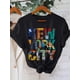 thumbnail image 1 of Black Oversized New York City Graphic Print T-Shirt | Short Sleeve Crew Neck Casual Top for Women | Vibrant Cityscape Design, 1 of 6