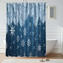 JVBTVB Christmas Shower Curtain Waterproof 35x70 Inches, Polyester Fabric with Reinforced Rustproof Grommets for Holiday Bathroom Decor