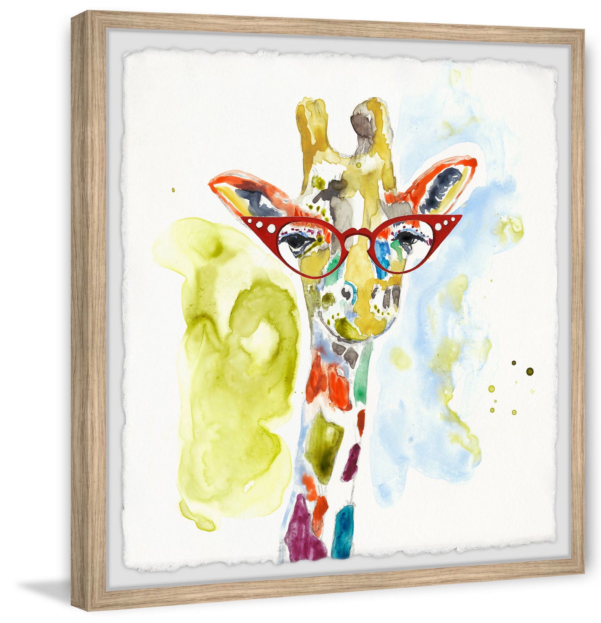 Giraffe Watercolor Framed Canvas Print Environment Friendly Recycled Framed Materials Premium Gallery Wrap Canvas