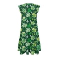 thumbnail image 6 of Yuyamidu V Neck Dress for Women St Patricks Day Dress A-Line Ruffle Sleeve Swing Flowy Midi Dresses Tiered Swing Dresses with Pockets Green, Size L, 6 of 8