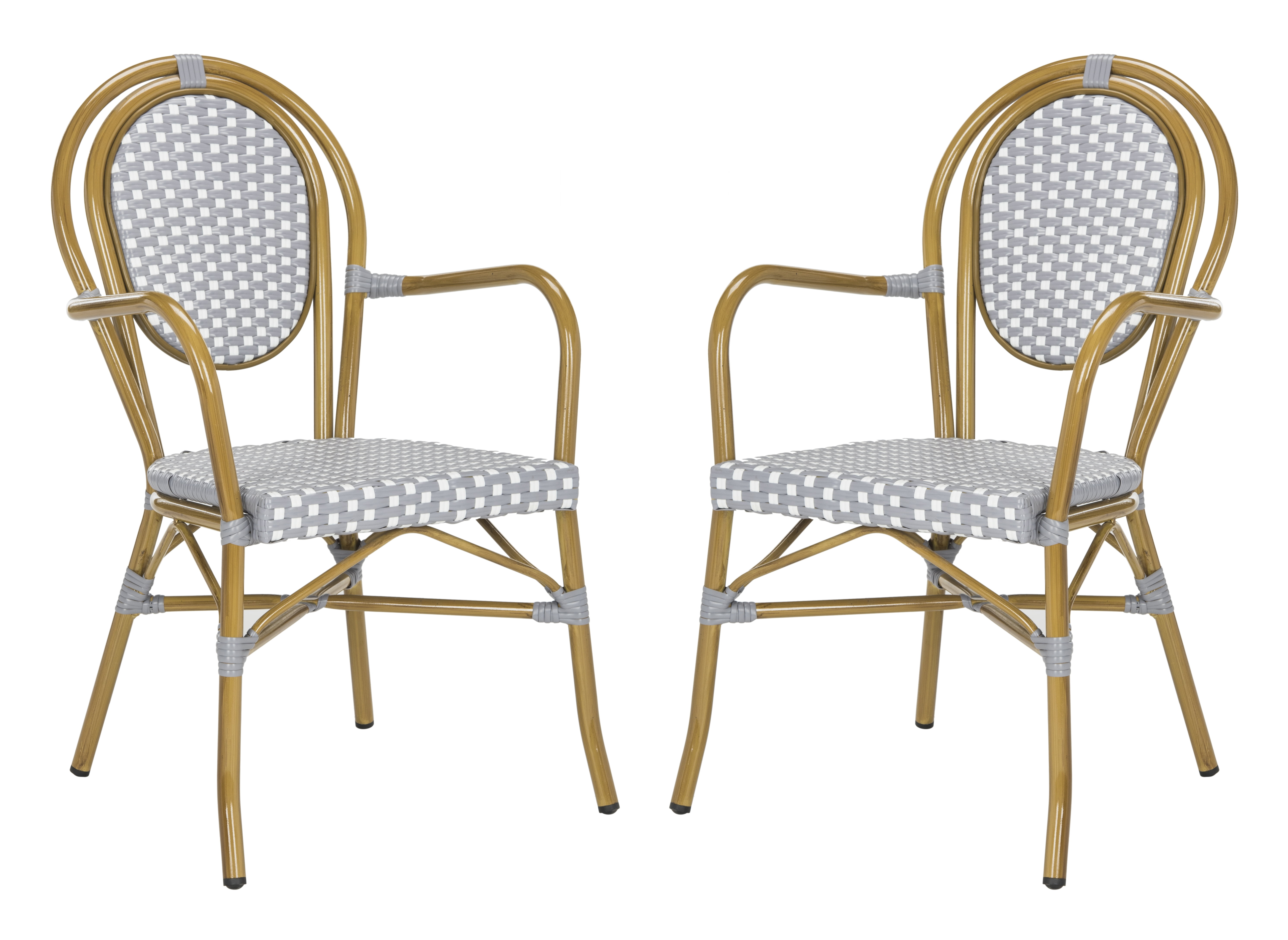 Safavieh フランス　パリ　カフェ　チェア① Safavieh Salcha Navy/White Stackable Outdoor French Bistro Rattan