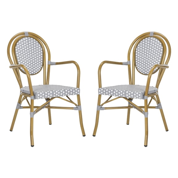 Safavieh Rosen Outdoor Patio Stacking Arm Chair, Set of 2 - Grey/White