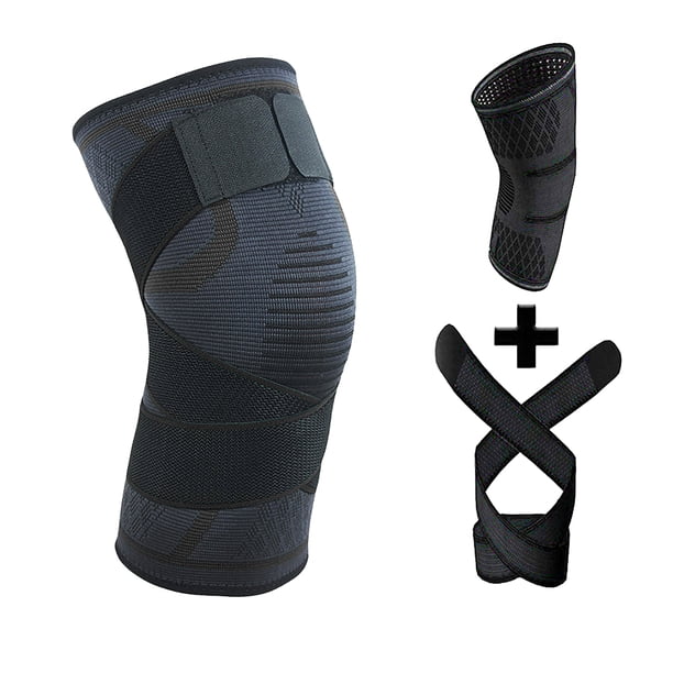 Soporte De Rodillera Mangas de Compresión Rodilleras Acolchadas para Montañismo Running (XXL Negro)