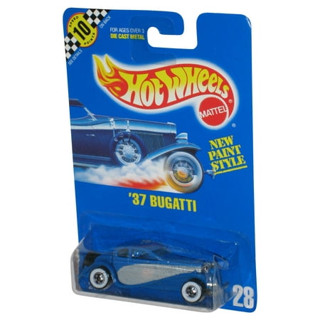 Hot Wheels Blue '37 Bugatti (1991) Mattel Toy Car #28 - (Minor Wear)