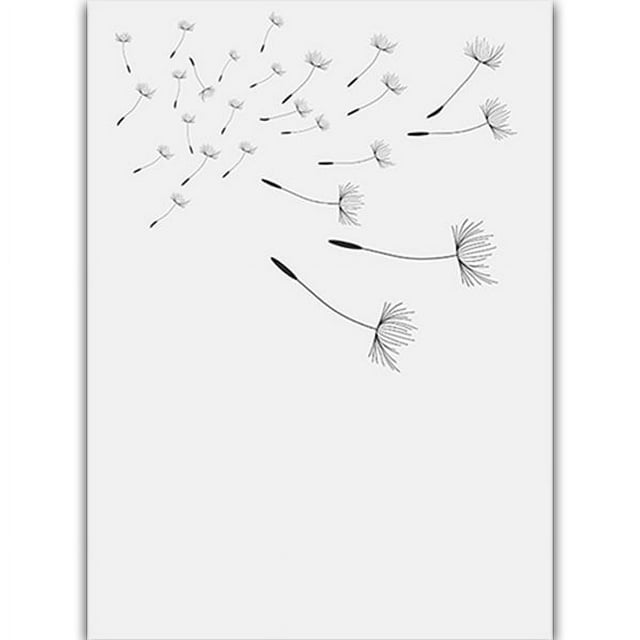 Cuadro colgante de diente de león en blanco y negro para sala de estar, lienzo pintado con aerosol, marco central, arte nórdico, pintura decorativa para dormitorio