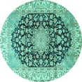 thumbnail image 1 of Ahgly Company Machine Washable Indoor Round Persian Turquoise Blue Traditional Area Rugs, 6' Round, 1 of 4