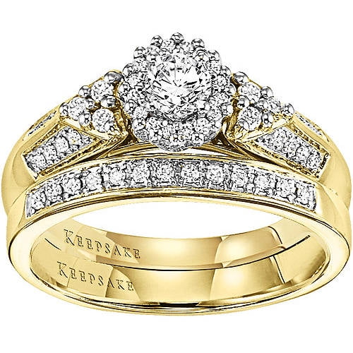 Keepsake Wings of Love 1 2 Carat T.W. Diamond 14kt Yellow Gold Bridal Set by
