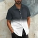thumbnail image 2 of Mens Casual Manga Corta Botón Abajo Camisas Turndown Cuello Blusa de Impresión, Poliéster Ligero Top de la Moda para el Verano Al Aire Libre Y el Uso Diario, 2 of 6