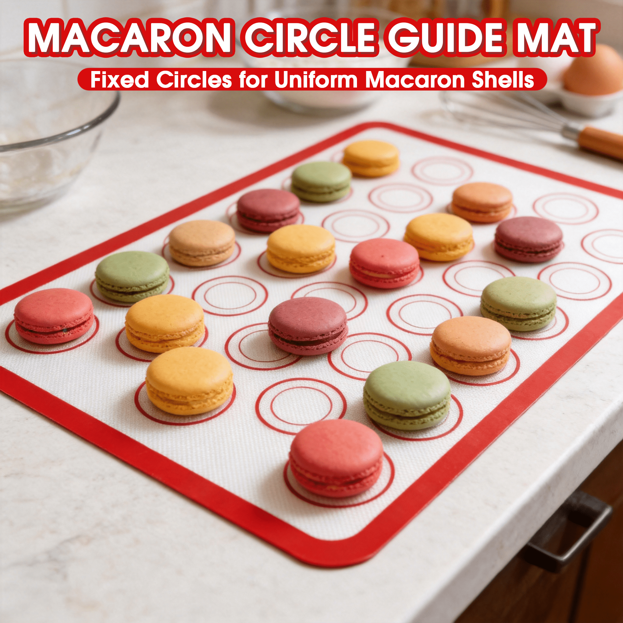 6 Pack Silicone Baking Mat Set, Silicone Baking Sheet, 3 Silicone Pastry Mats for Rolling Dough, 3 Macaron Baking Mats for Oven Baking
