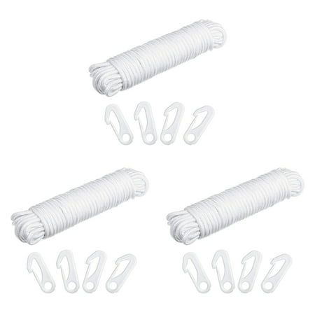 

50 Feet X 1/4inch Flag Pole Halyard Rope with 12 Pieces Flag Pole Hook Clips Outdoor Flagpole Accessories Compatible