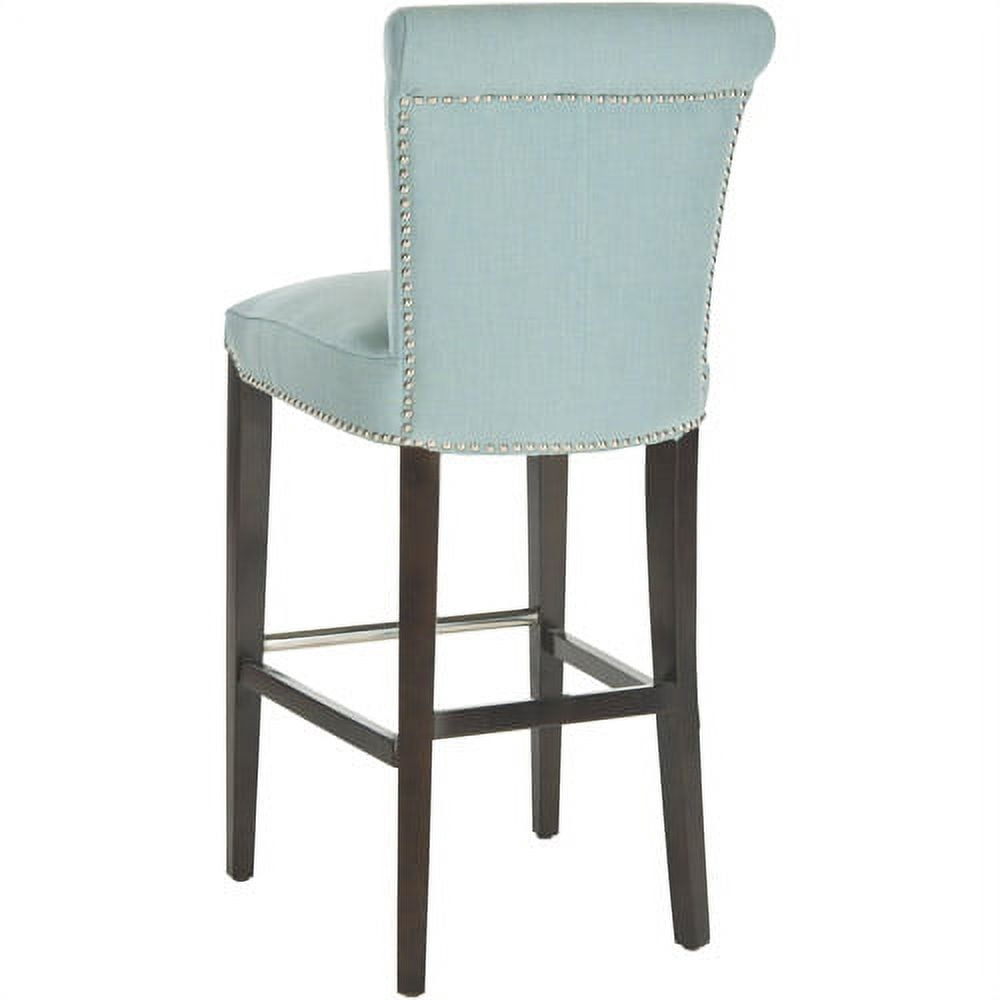 SAFAVIEH Seth Transitional Glam Bar Stool with Footrest, Sky Blue