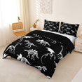 thumbnail image 2 of Homewish Dinosaur Skeleton Bedding,Vintage Wildlife Duvet Cover Full,Black White,Black Reversible,3 Pieces,1 Duvet Cover and 2 Pillowcases, 2 of 6