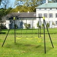 thumbnail image 2 of iRerts Outdoor Swing Sets for Kids, 3 in 1 Metal Swing Set with 2 Single Swings and 1 Swing Glider, Kids Playground Set for Backyard Garden Park, Kids Backyard Swing Set for Boys Girls, 2 of 9