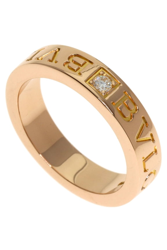 Pre-Owned Bulgari Double Logo 1P Diamond Ring 18K Pink Gold Women's BVLGARI