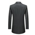thumbnail image 4 of Father's Day Gifts,Men's Mid Long Blazer Trench Coat Lapel Two-button Business Casual Single Breasted Long Sleeve Suit Jacket Coats, 4 of 5