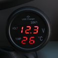 thumbnail image 3 of Voltímetro Digital LED para Coche 3 en 1 12/24 V + Termómetro + Cargador USB (rojo), 3 of 7