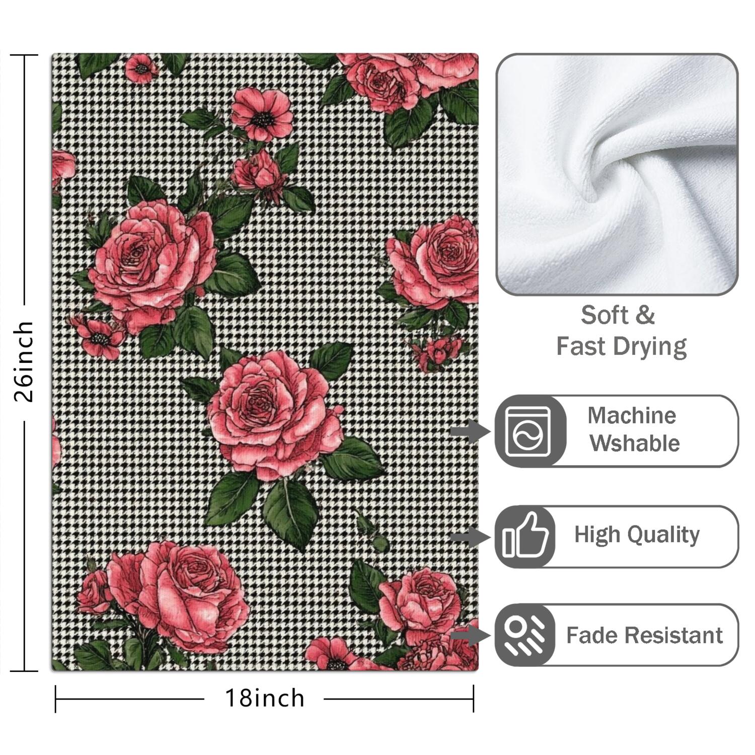 2 Pcs Funny Kitchen Towels,Pioneer Flower Microfiber Dish Towels,Kitchen Tea Towels,Kitchen Towel Set (18" X 26")