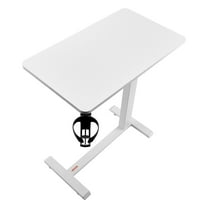 Rolling Overbed Table with 4 Casters - Adjustable Laptop Desk for Bed, Sofa or Office, White Modern Design