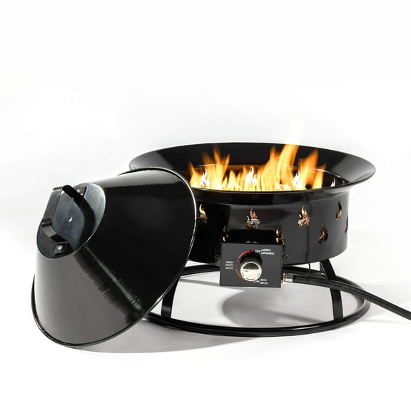 19'' Round Portable Propane Outdoor Camping  Fire Pit with Lockable Cover Lid as Handle