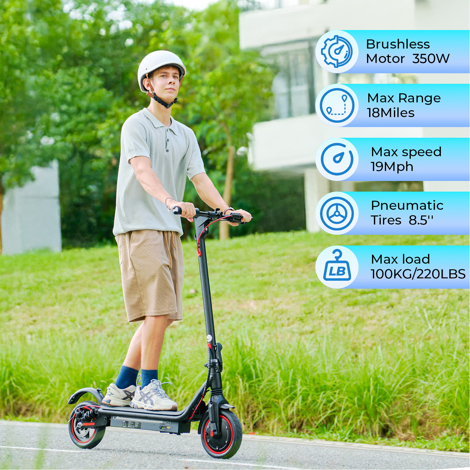 LiteFive LF7 500W Electric Scooter for Adult, Up to 22 Mph & 23 Miles Range Commuting E Scooter with Turn Signal, Dual Spring Damping, APP Control