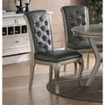 thumbnail image 6 of Formal Dining Chairs Of 2, Antique Silver Finish, Grey Faux Leather Back Cushions Luxury Silver, Pu Cushion Seats, Classic Design, 6 of 6