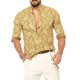 thumbnail image 4 of Camisa con botones estampados estilo playero con cuello en V a la moda para hombre Pompotops oipoqjl7513, 4 of 4
