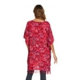 thumbnail image 5 of Beautybatik Red Batik Caftan Boho Hippie Women Tunic Top Blouse Plus Size XL, 5 of 5