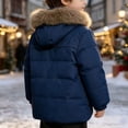 thumbnail image 4 of Oiangi Boys Girls Winter Puffer Jacket with Hood Warm Ski Coat Thick Outerwear Parka Navy 7-8 Years, 4 of 6