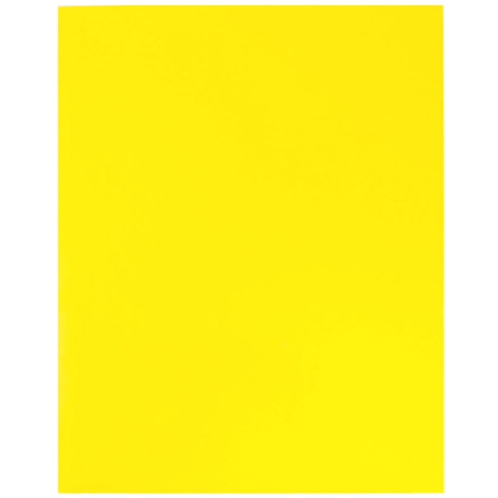 JAM Paper Laminated Two Pocket Glossy Folders, Yellow, Bulk 25 per Pack