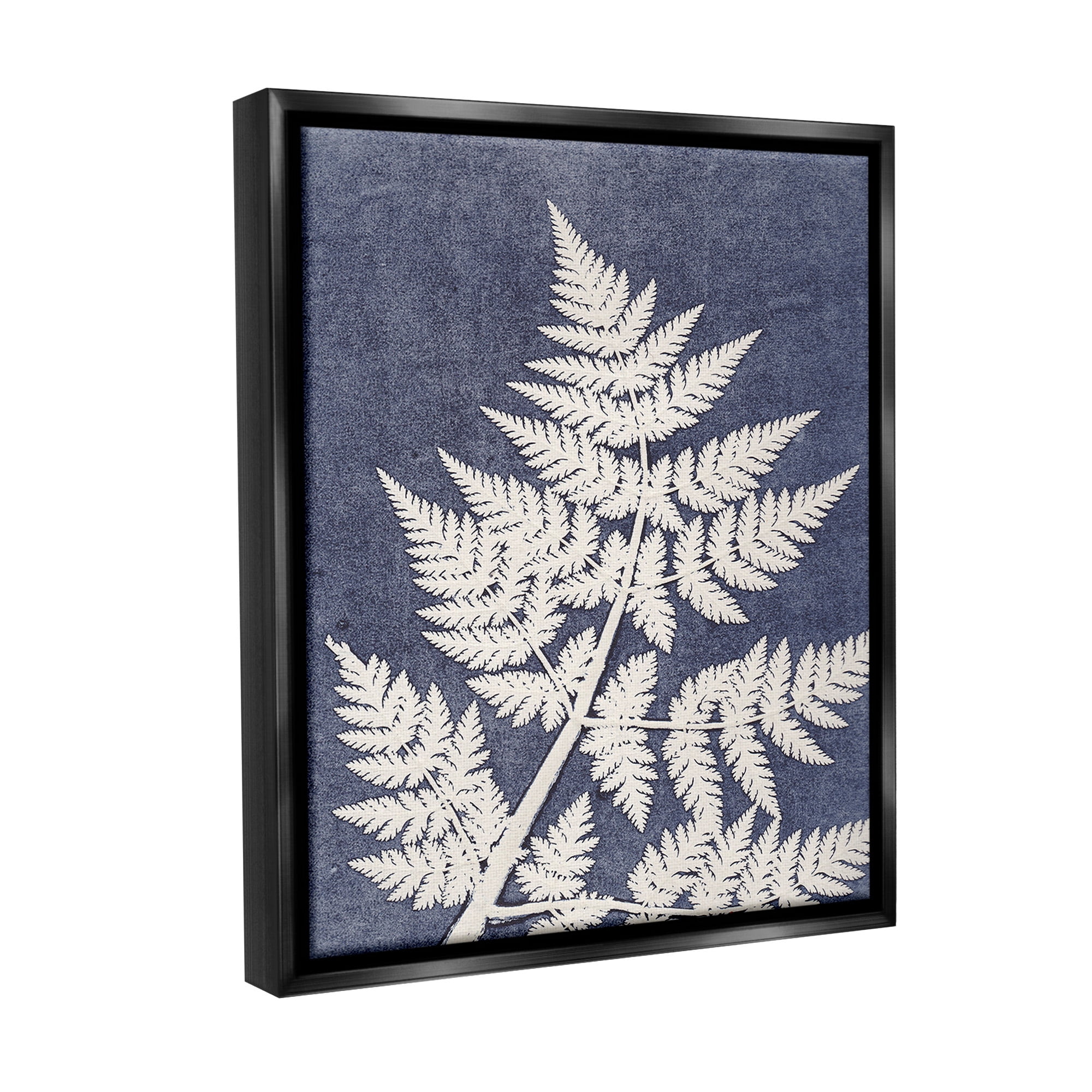 Stupell Industries Forest Fern Silhouette Botanical & Floral Painting Black Floater Framed Canvas Art Print Wall Art, 17 x 21