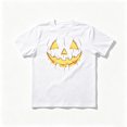 thumbnail image 4 of Mens Halloween Jack O'Lantern Pumpkin Face Print Crew Neck Short Sleeve T-Shirt, Soft Casual Holiday Graphic Tee for Halloween Party Daily Outdoor Wear(White,XXL), 4 of 4