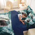 thumbnail image 4 of Feelyou 3D White Shark Sealife Bedding Comforter Set for Men Women, Ocean Wave King Bedding Sets, Teal Blue, Blue Reversible, 7-Piece, 4 of 7