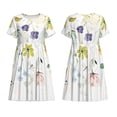 thumbnail image 3 of Bixox Robe d'Été à Manches Courtes pour Femmes Robe Ample Longueur Genou avec Poches-Fleurs Sauvages, 3 of 7