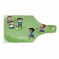 thumbnail image 1 of Sports Cutting Board, Friends at Backyard Playing Baseball Joyful Days Cartoon Style Print, Decorative Tempered Glass Cutting and Serving Board, Wine Bottle Shape, Multicolor, by Ambesonne, 1 of 1