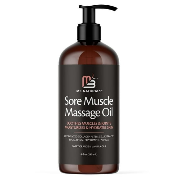 M3 Sore Arnica Muscle Massage Oil for Massage Therapy | Massage Oil with Collagen, Arnica, and Menthol | Full Body Massage Oil by M3