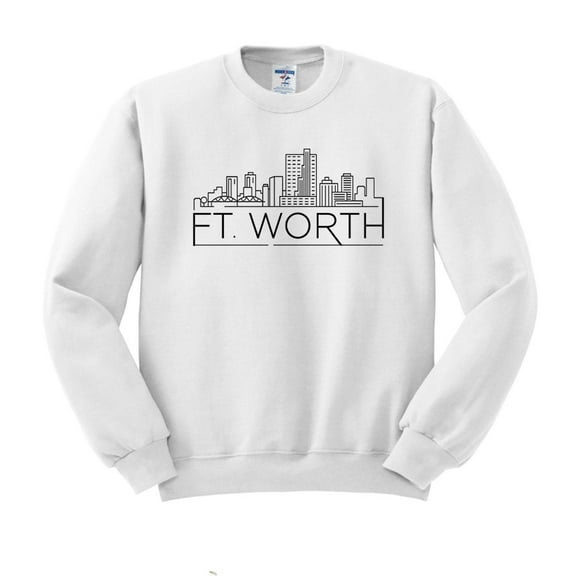 Skyline Fort Worth Texas Sweatshirt Unisex Large White