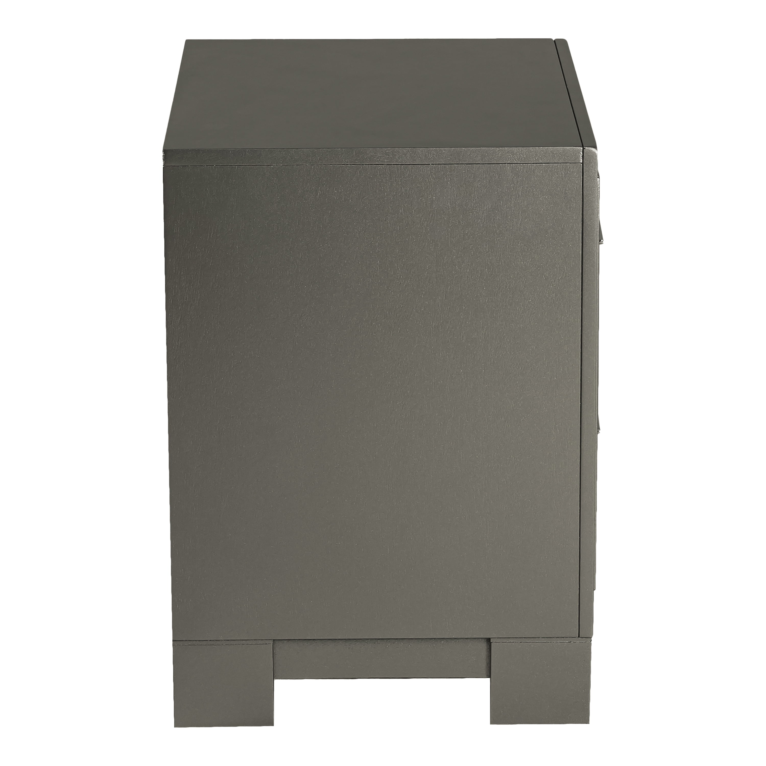 Furniture of America Willow Wood 2-Drawer Nightstand, Metallic Gray