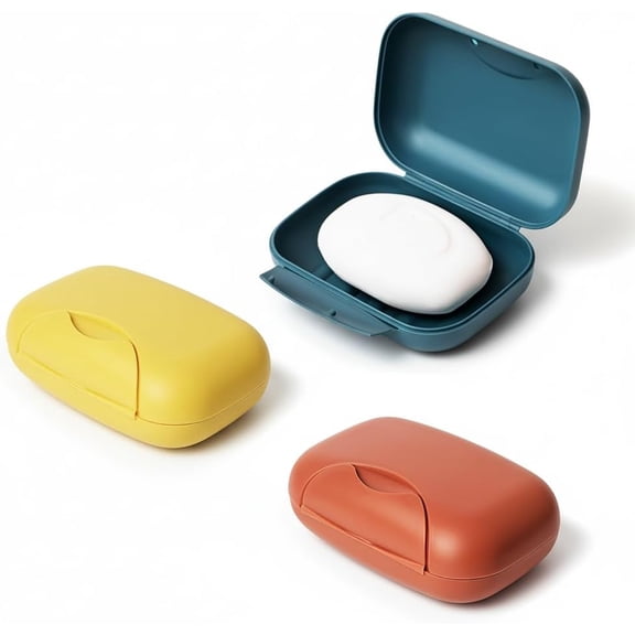 HWHCGZ 3 Pcs Travel Soap Case With Lid, Leakproof Soap Box Container Holder for Home, Bathroom, Hiking, Camping, Outdoor,Blue