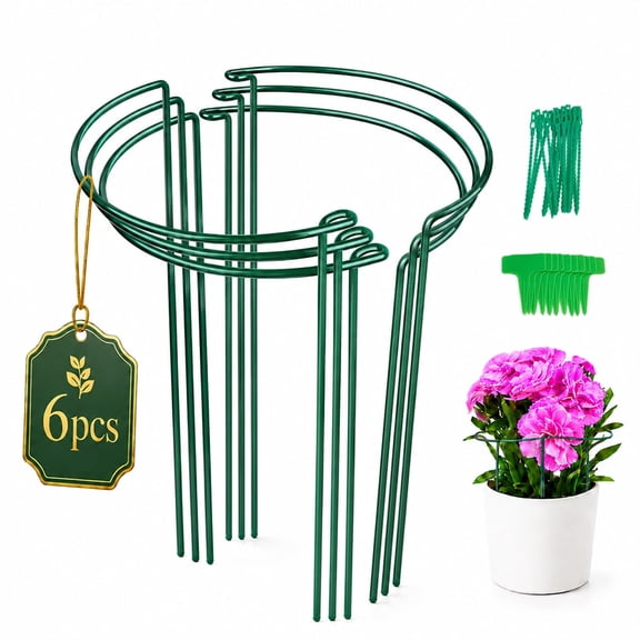 WLGJL 6 Pack Tall Snake Plant Support Stakes Half Round Peony Cages and Supports for Indoor and Outdoor Plants – Plant Cage Ring Support for Flower - Peony, Tomato, Hydrangea